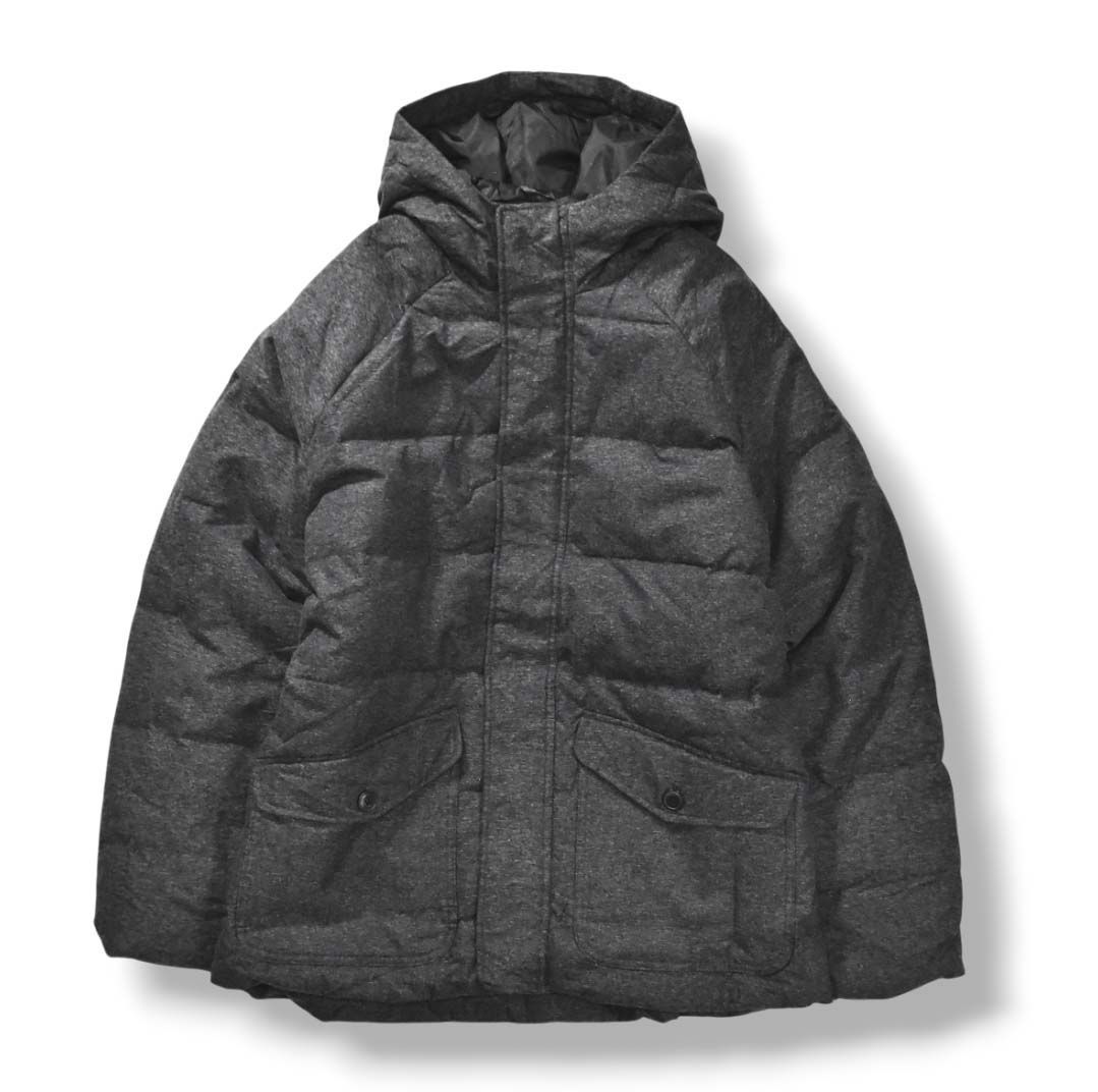 ギャップ GAP フーデット ダウン ジャケット ラグランスリーブ ウィンドブレーカー ジャンパー キルティング L ダーク グレー メンズ
