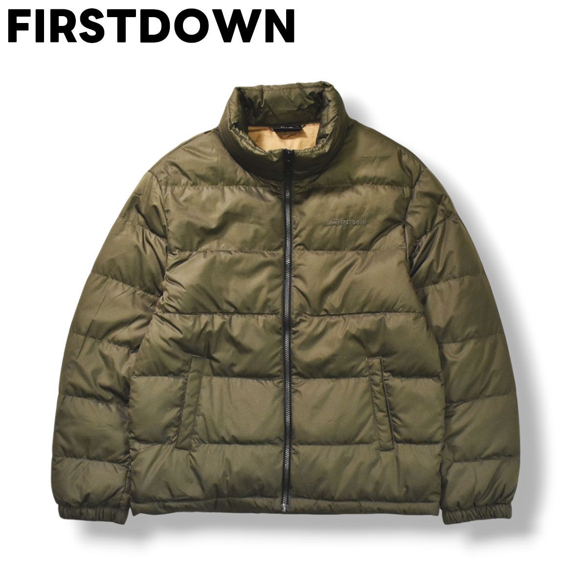 ファーストダウン FIRSTDOWN ポリエステル タフタ ダウン ジャケット ウィンドブレーカー ジャンパー L オリーブ x ベージュ アウトドア ウェア メンズ