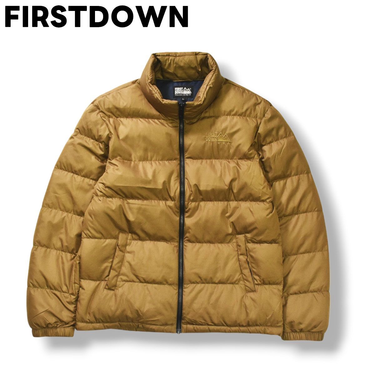定番 ファーストダウン FIRSTDOWN ダウン ジャケット ウィンドブレーカー ジャンパー L ブラウン x ネイビー アウトドア ウェア メンズ