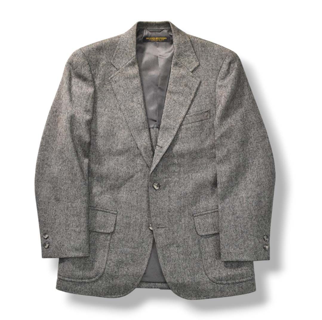 定番 ブルックスブラザーズ Brooks Brothers New Wool 使用 段返り 3B シングル テーラード ジャケット ブレザー 総裏地 ノッチドラペル センターベント A4 M相当 グレー メンズ
