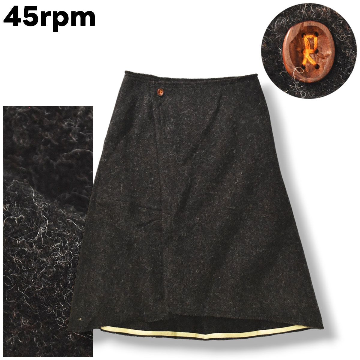 45rpm ミディ丈 膝下丈 スカート ウール100％ 2 ダークグレー レディース カジュアル ウェア