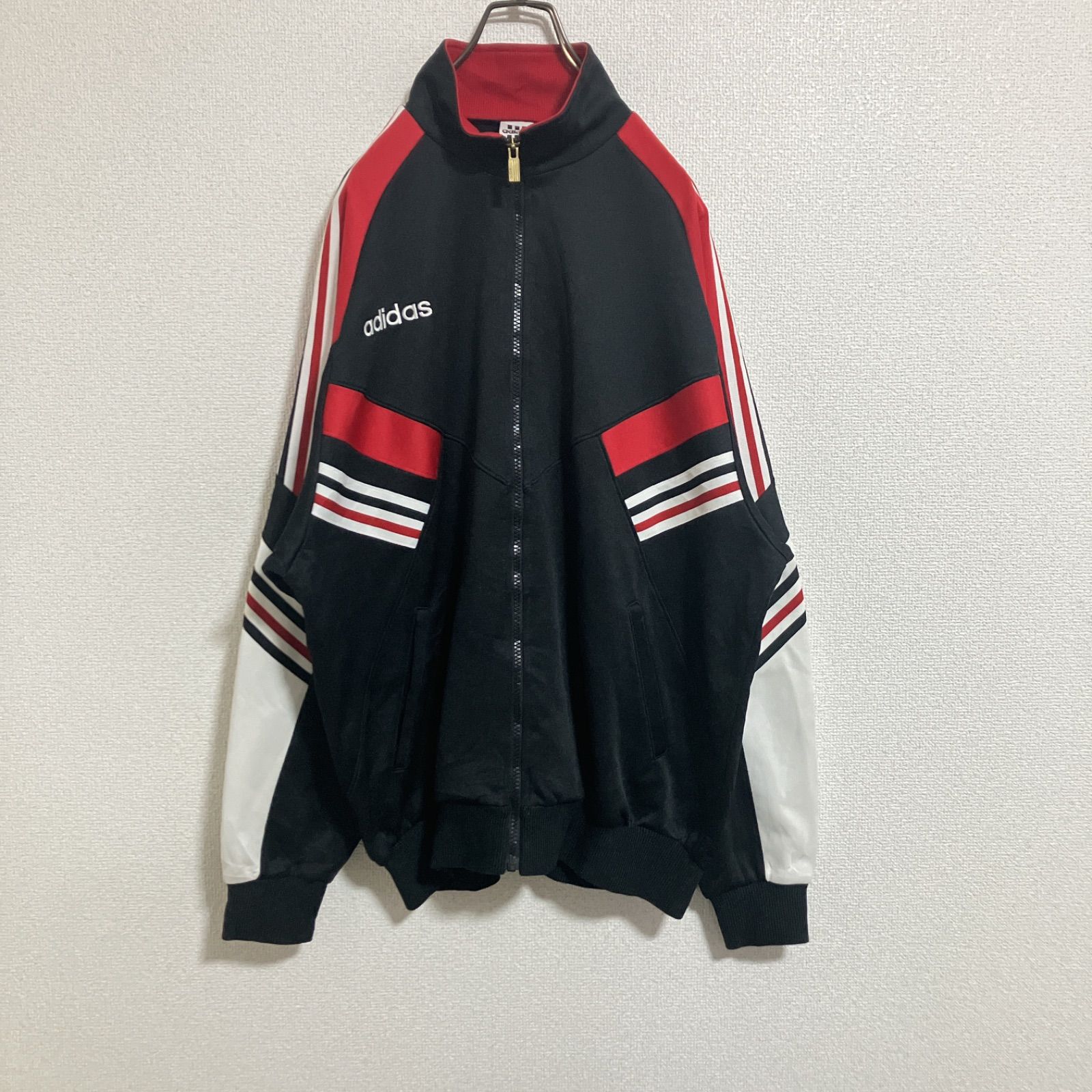 状態良好】90s adidas アディダス トラックジャケット ジャージ 黒赤