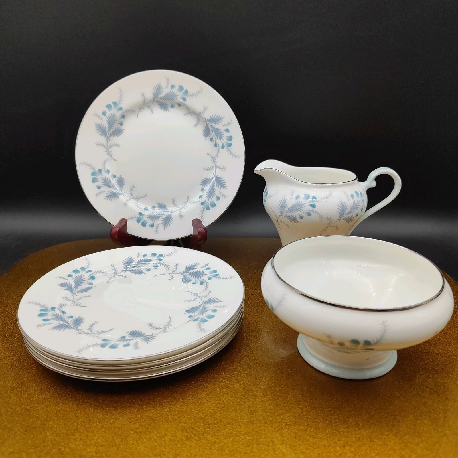 AYNSLEY 小皿 クリーマー シュガーボウル 7点セット 1950年代 イギリス製 王室御用達 ゴールド盆無し エインズレイ ラス パルマス S308