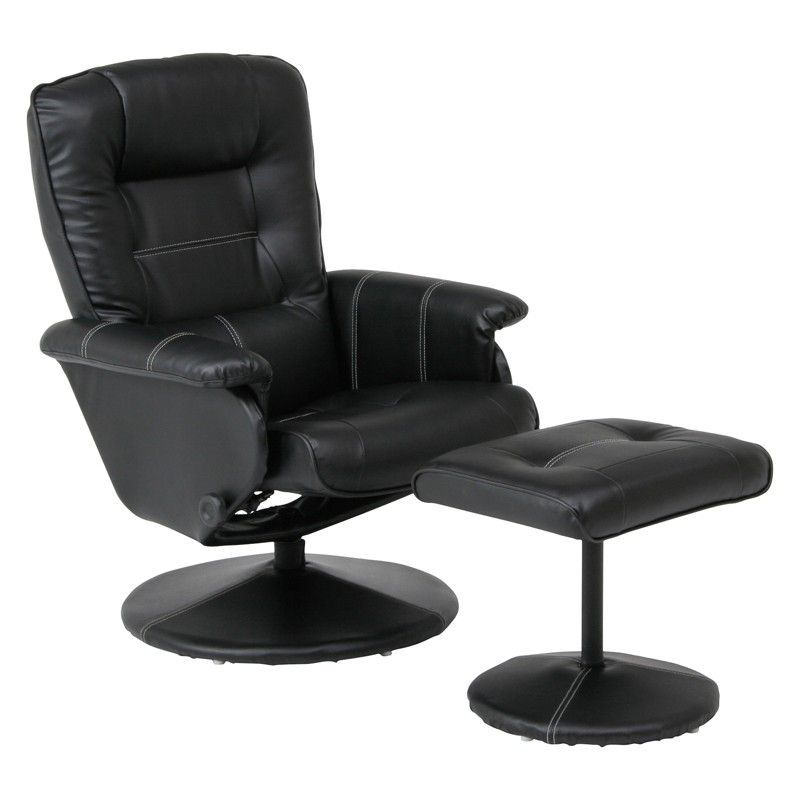  リクライニングチェア パーソナルチェア デスクチェア 肘置き付き オットマン付き 足置き 合皮レザー 書斎 社長椅子 感 黒 ID015 座面高め オフィスチェア ワークチェア 椅子 チェア