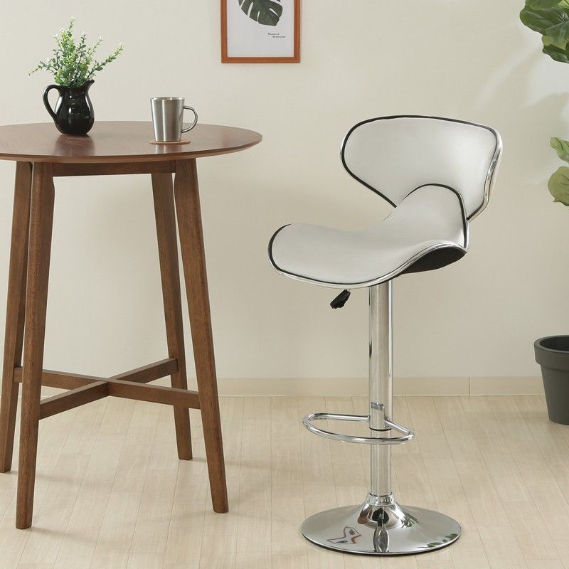 カウンターチェア 1脚 昇降 ハイチェア 背もたれ付き 合皮レザー 椅子 バーチェア 足置き付き フットレスト モダン おしゃれ 感 店舗 ID 015