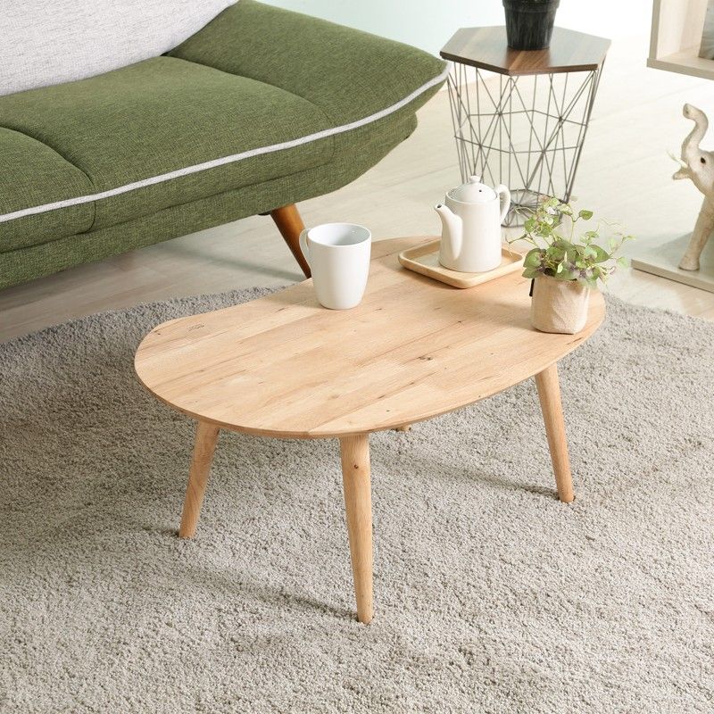 センターテーブル 幅70 ビーンズ型 木製 天然木 シンプル ローテーブル 机 ロータイプ 座卓 1人 おしゃれ 北欧 ナチュラル 一人暮らし ID 015