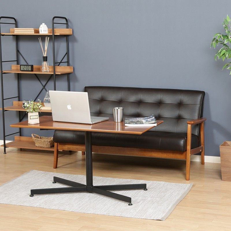 カフェテーブル 幅105 cm 高さ55 長方形 角型 1人 2人用 木xアイアン ダイニングテーブル テーブル おしゃれ ブラウン モダン 一人暮らし ID 015