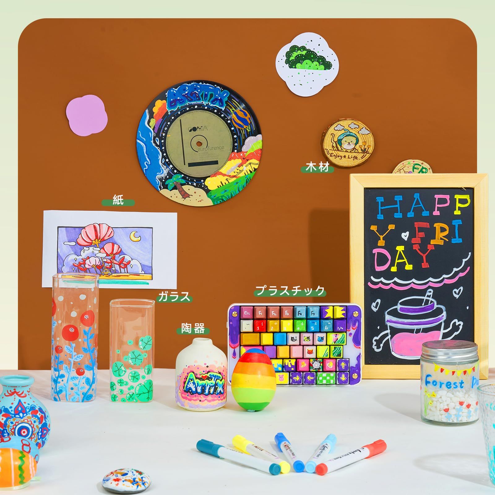 Arrtx 90色 ペイントマーカー ペイントペン アクリルペイントペン アーティスト 大人 塗り絵 描画用 - ロックペインティング 木材 キャンバス DIYクラフト作成用の追加ブラシチップ アート用品