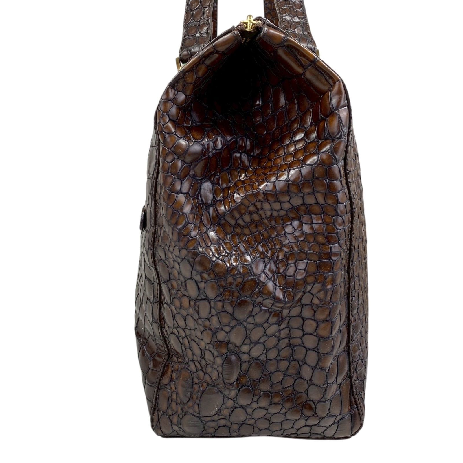 B4076】kawa-kawa カワカワ ハンドバッグ クロコ 型押し レザー