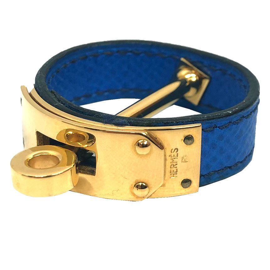 HERMES エルメス ケリー スカーフリング スカーフ留 ブルー ゴールド金具 aq12294