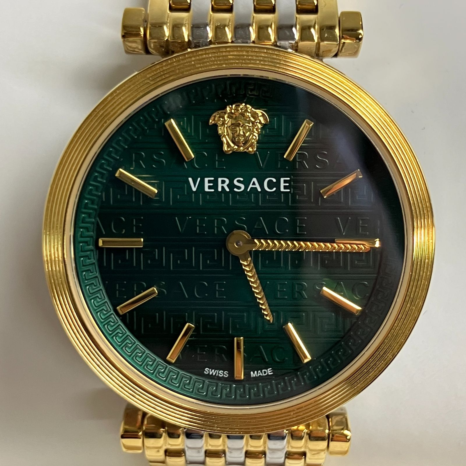 f001 B 美品 ヴェルサーチ VERSACE 腕時計 V-TWIST Vツイスト グリーン 