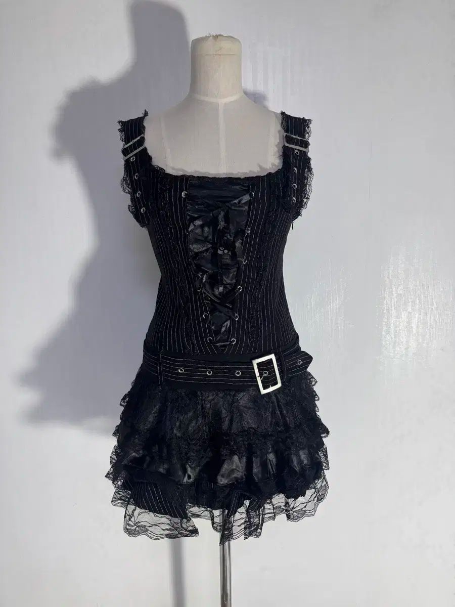 ACDC RAG ピンストライプ ドレス ゴシック ロリータ レース