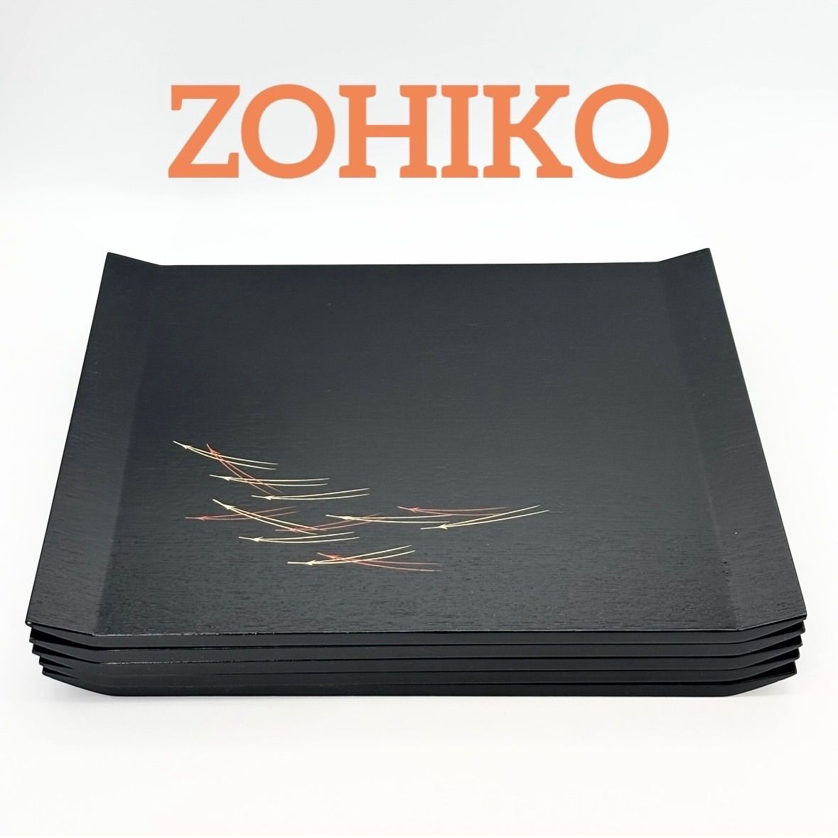 平安象彦】松葉蒔絵 吹上膳揃 （5客）/ 老舗京漆器 象彦 伝統工芸品