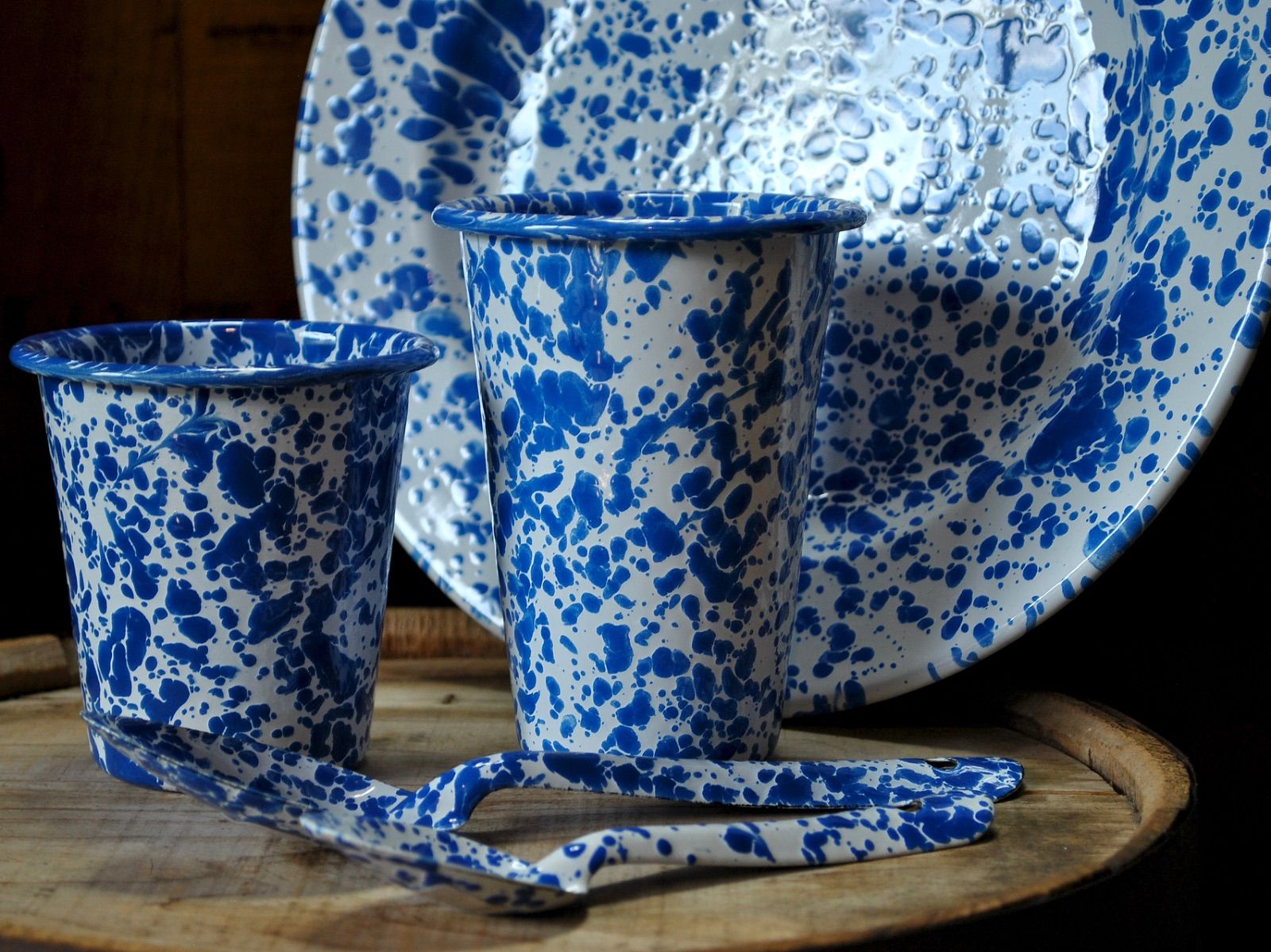 クロウキャニオンホーム CROW CANYON HOME スプラッターホーロー食器 ブルー5点セット 琺瑯食器 タンブラー ディナープレート スプーン