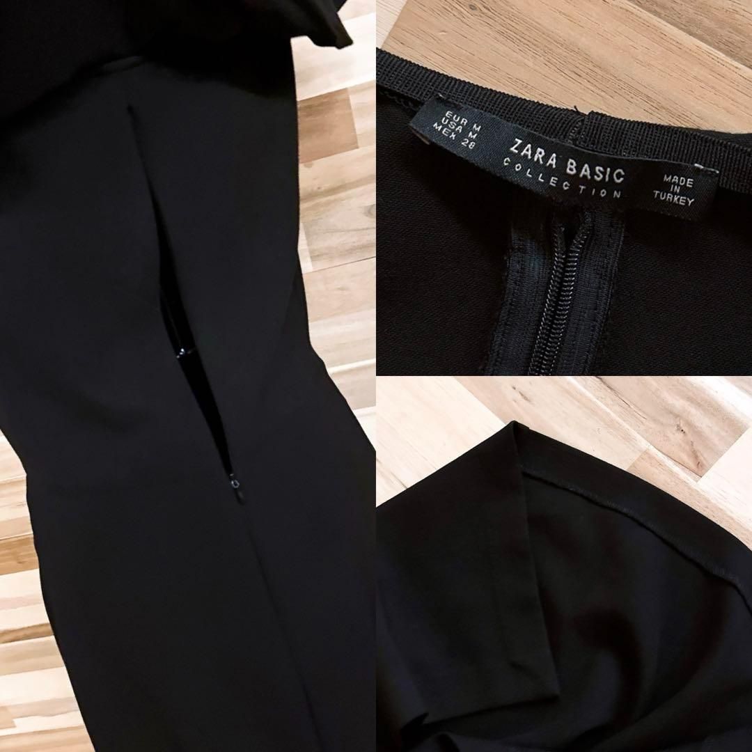  ザラ ケープ コクーン ノースリーブ ロング ドレス ワンピース M 黒 ノースリーブ カットソーワンピース