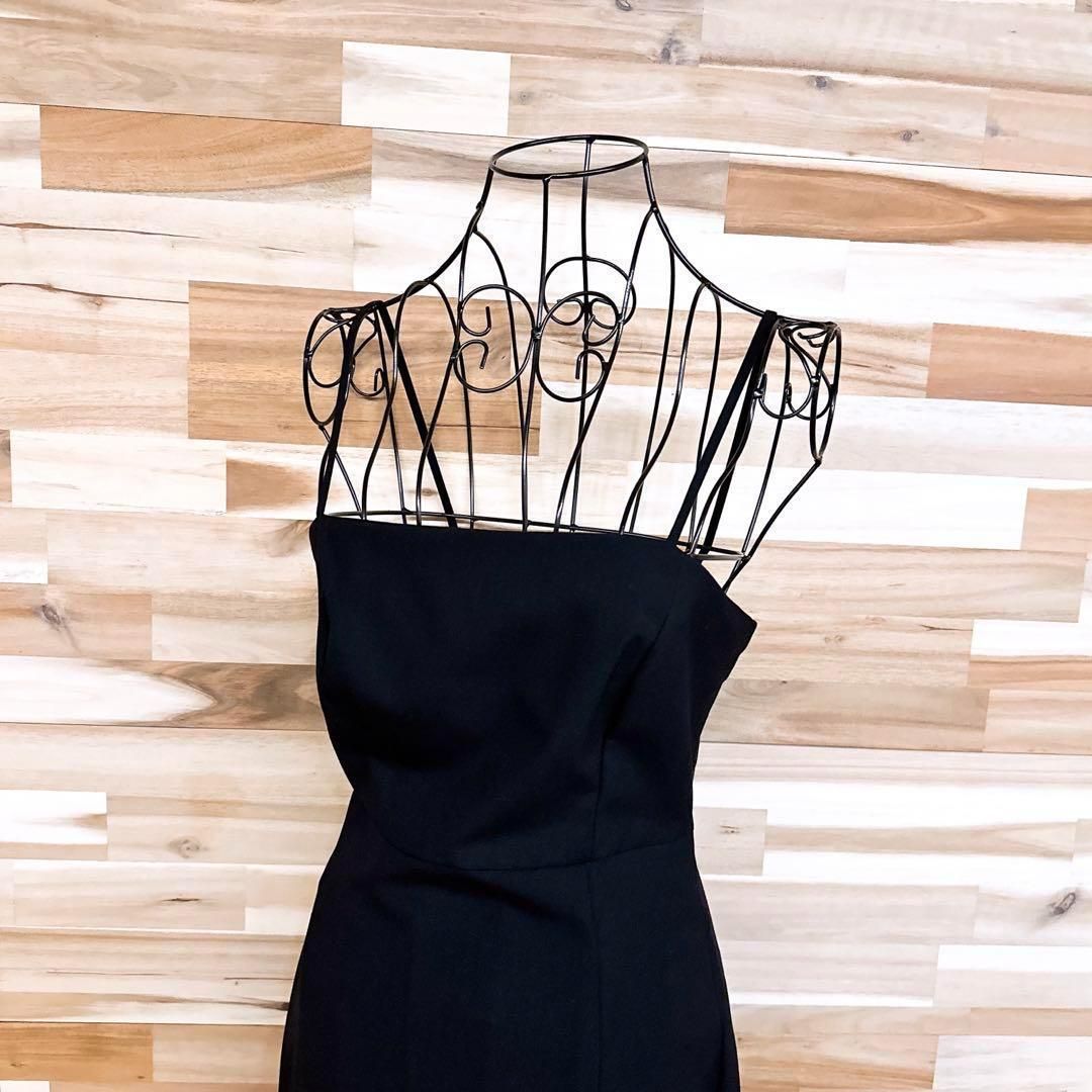 ザラ ロング キャミ ドレス ワンピース スリット シンプル 無地 S 黒