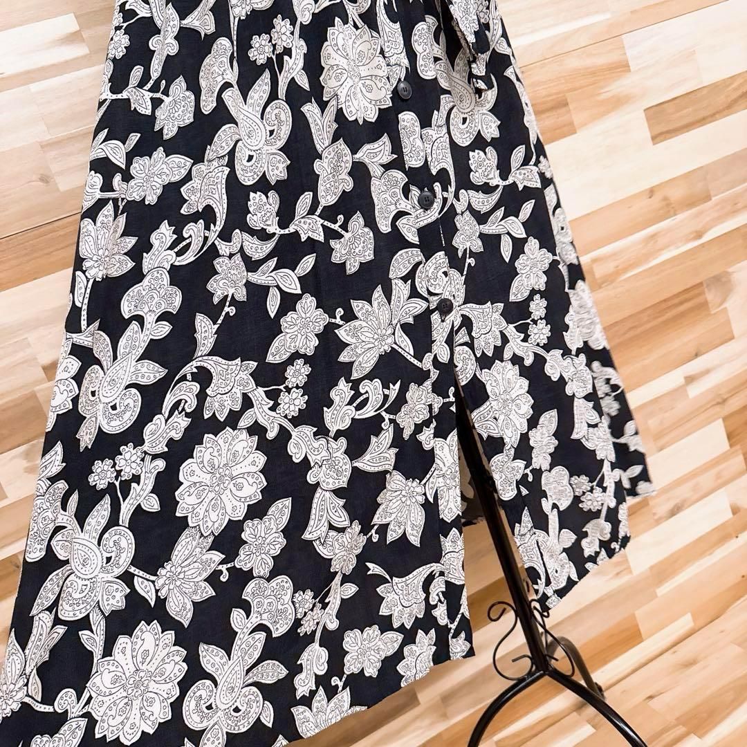 Adonisis アドニシス 長袖 レース ストライプ 花柄 ロング シャツ