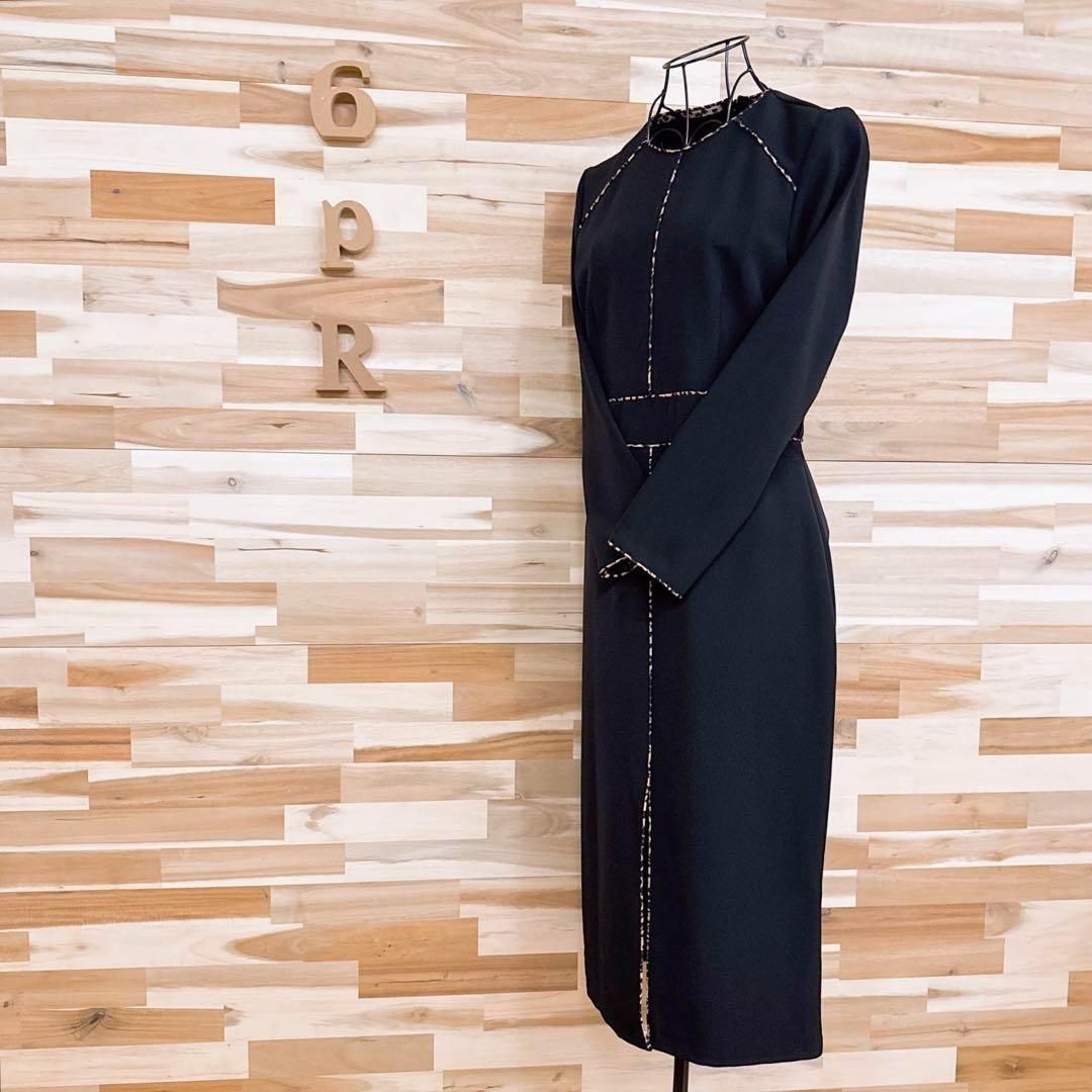 ザラ アニマル レオパード シーム ライン ロング ワンピース M 黒