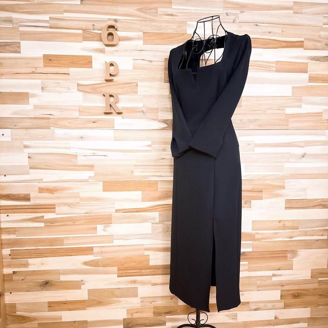 ザラ スクエアネック バックオープン ロング ドレス ワンピース XS黒