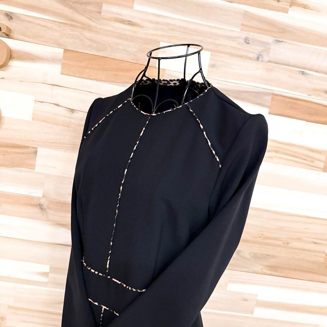 ザラ アニマル レオパード シーム ライン ロング ワンピース M 黒