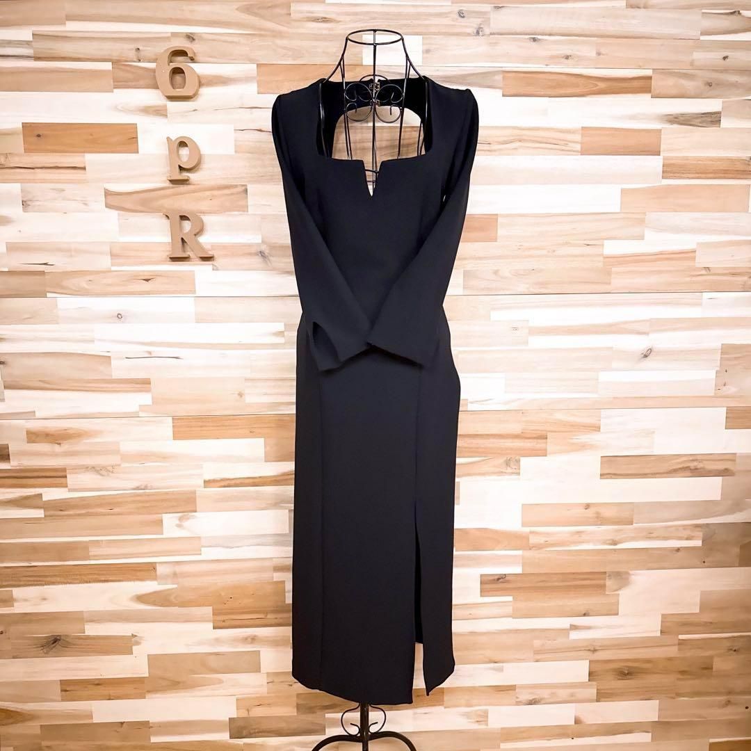 送料無料の商品多数！ ザラ スクエアネック バックオープン ロング ドレス ワンピース XS黒 安い！かわいい！