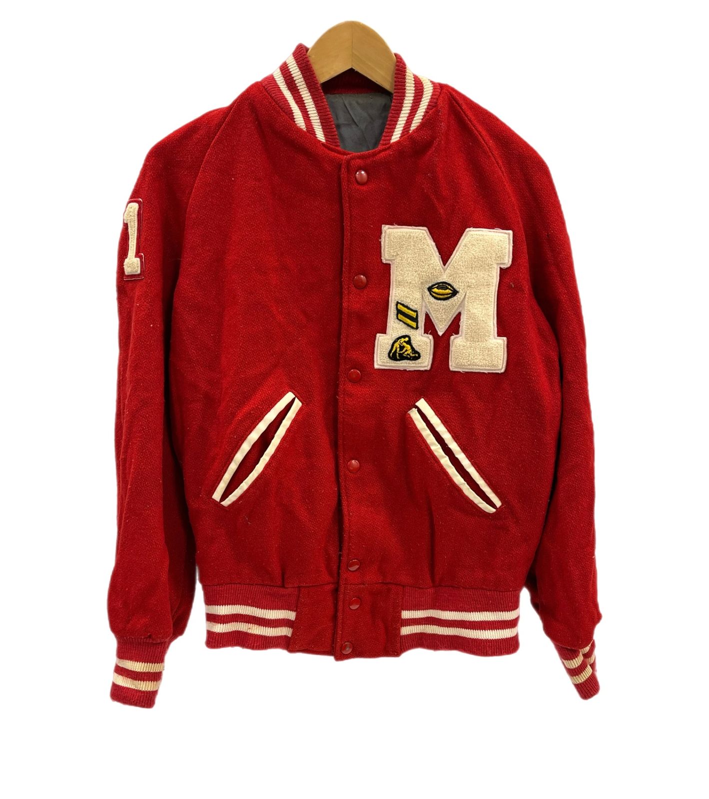 ヴィンテージ 50 s～60 s 50～60年代 ウールスタジャン ヴァーシティジャケット アワード レターマン ワッペン レザーパイピング ラグランスリーブ ジャケット レッド 101MT-5331