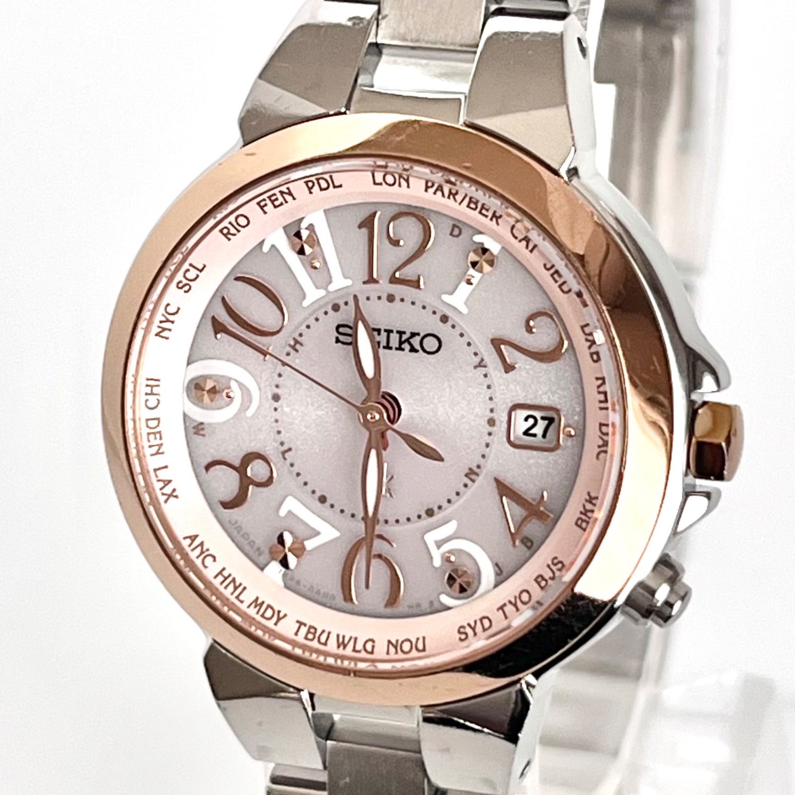 セイコー ルキア レディース 腕時計 稼働 電波ソーラー 磨き済み SEIKO LUKIA ゴールド