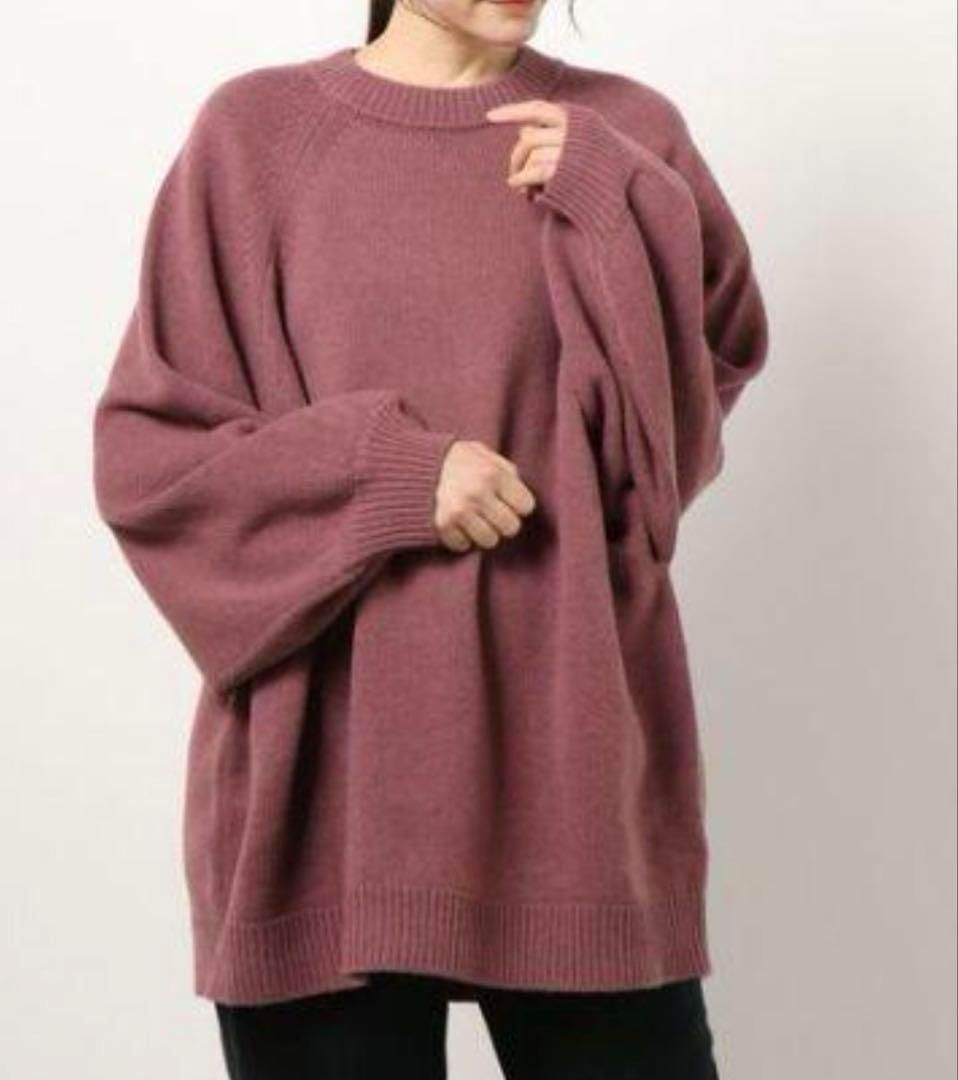 MR MITTENS ミスターミトンズ カシミヤ オーバーサイズニット プルオーバー ドルマン ピンクブラウン フリー