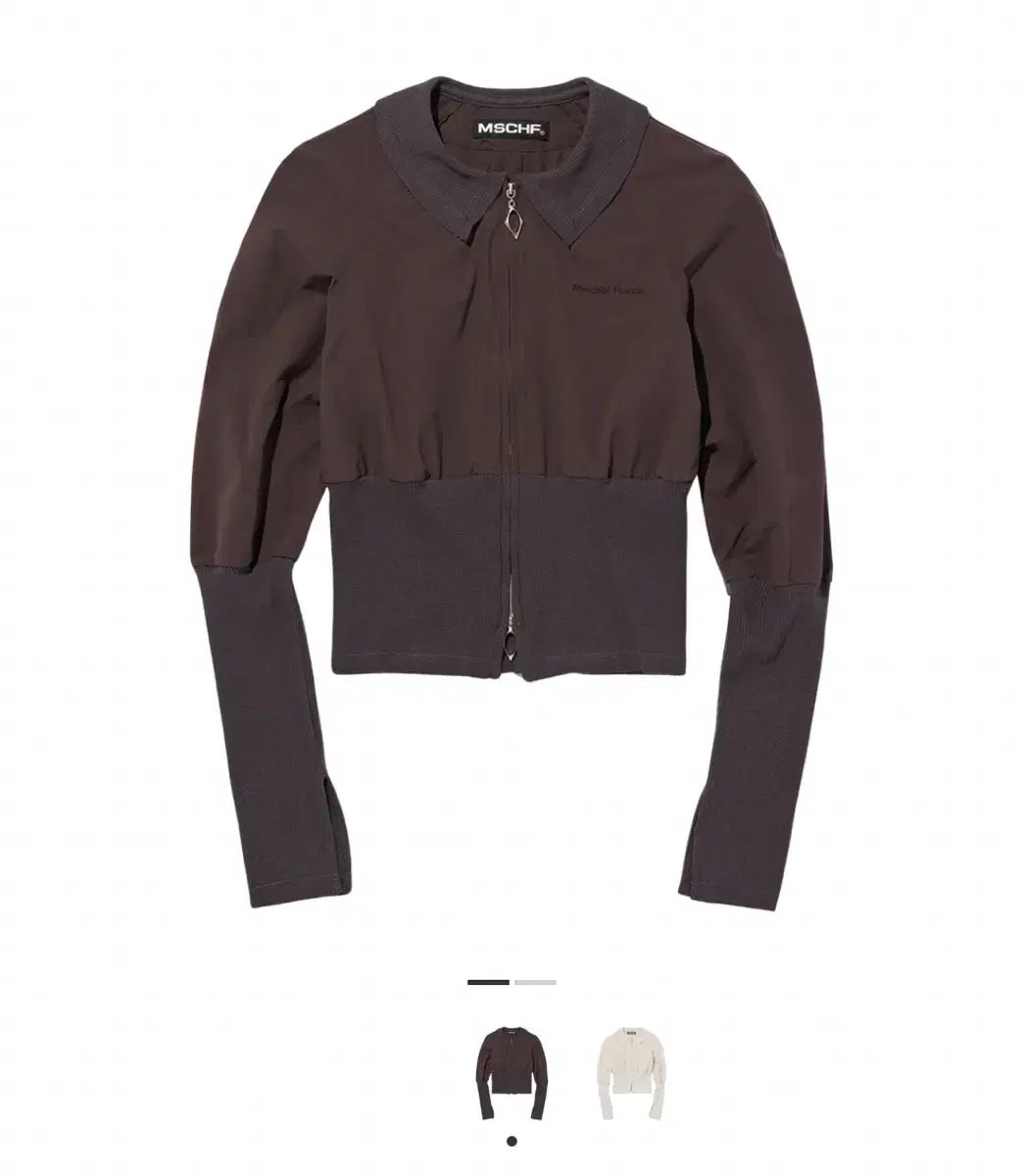ミスチーフ ワッフル ジップアップ シャツ ブラウン M