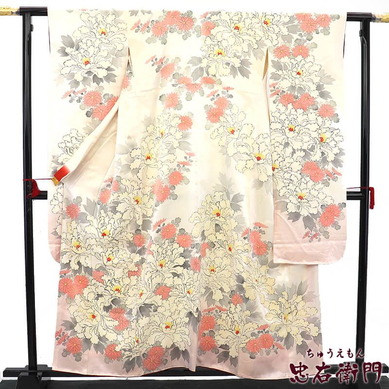 振袖 長襦袢 2点 セット 成人式 晴れ着 正絹 白 牡丹 モダン 身丈161 5 cm 裄丈64 Mサイズ相当