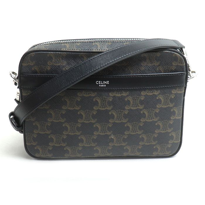 CELINE セリーヌ トリオンフ キャンバス スモール メッセンジャー ショルダーバッグ ブラック 38 SI メンズ