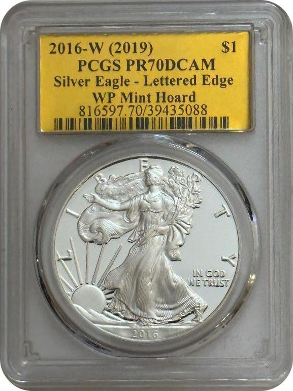 2016 W レタードエッジプルーフシルバーイーグル PCGS PR 70 ウェストポイントミント ゴールドフォイル