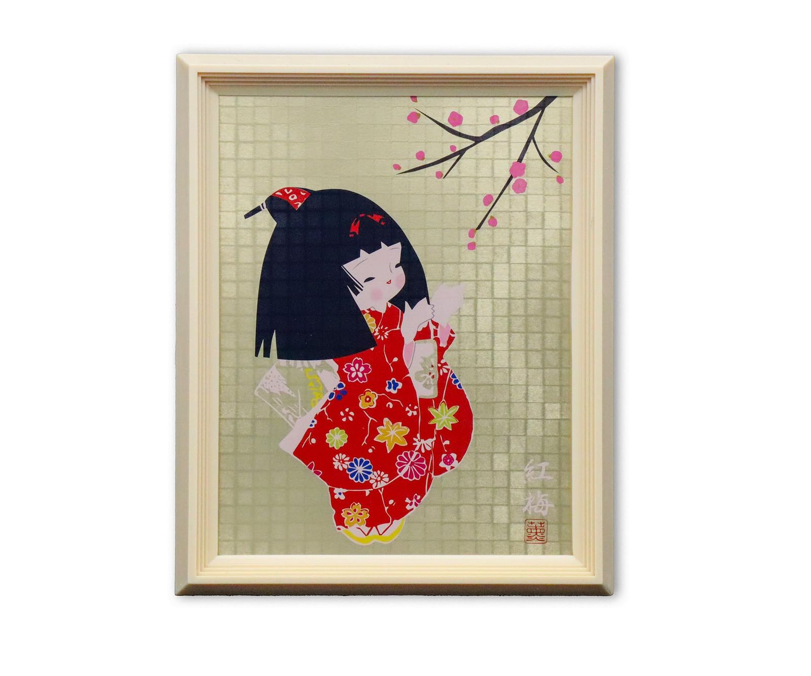 和額　扁額　美術品　レトロ 昭和レトロ 人形額(紅梅) 日本のおみやげ - メルカリ