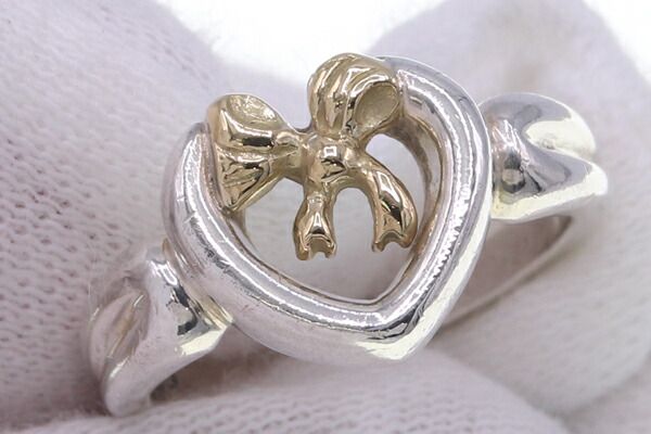 ティファニー グルーブド コンビ リング 925 750 K18 11.5号