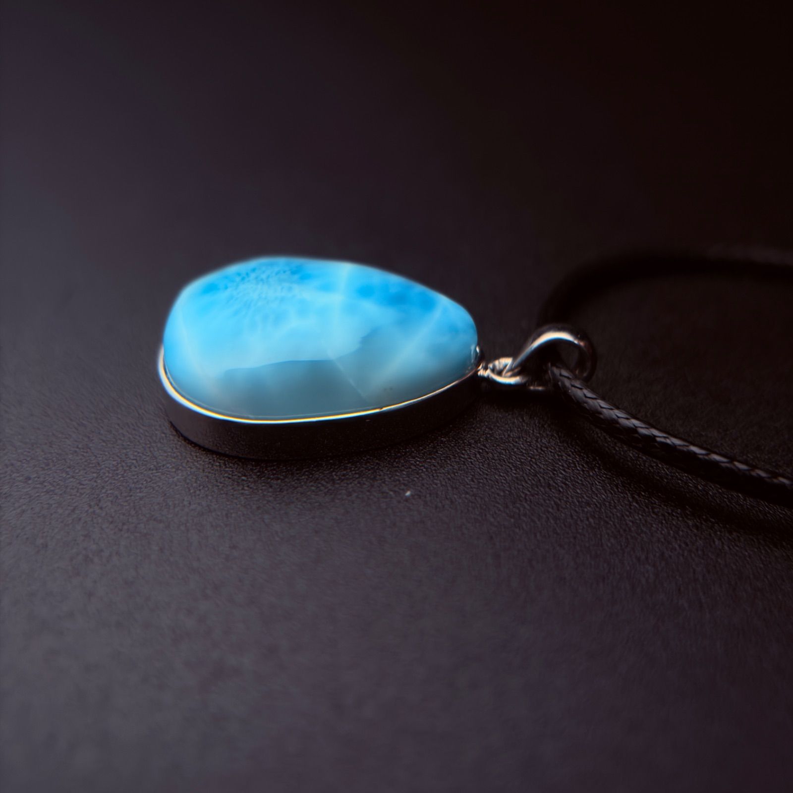 ラリマー ドロップ形 ネックレス 本物 高品質 ラリマー しずく型