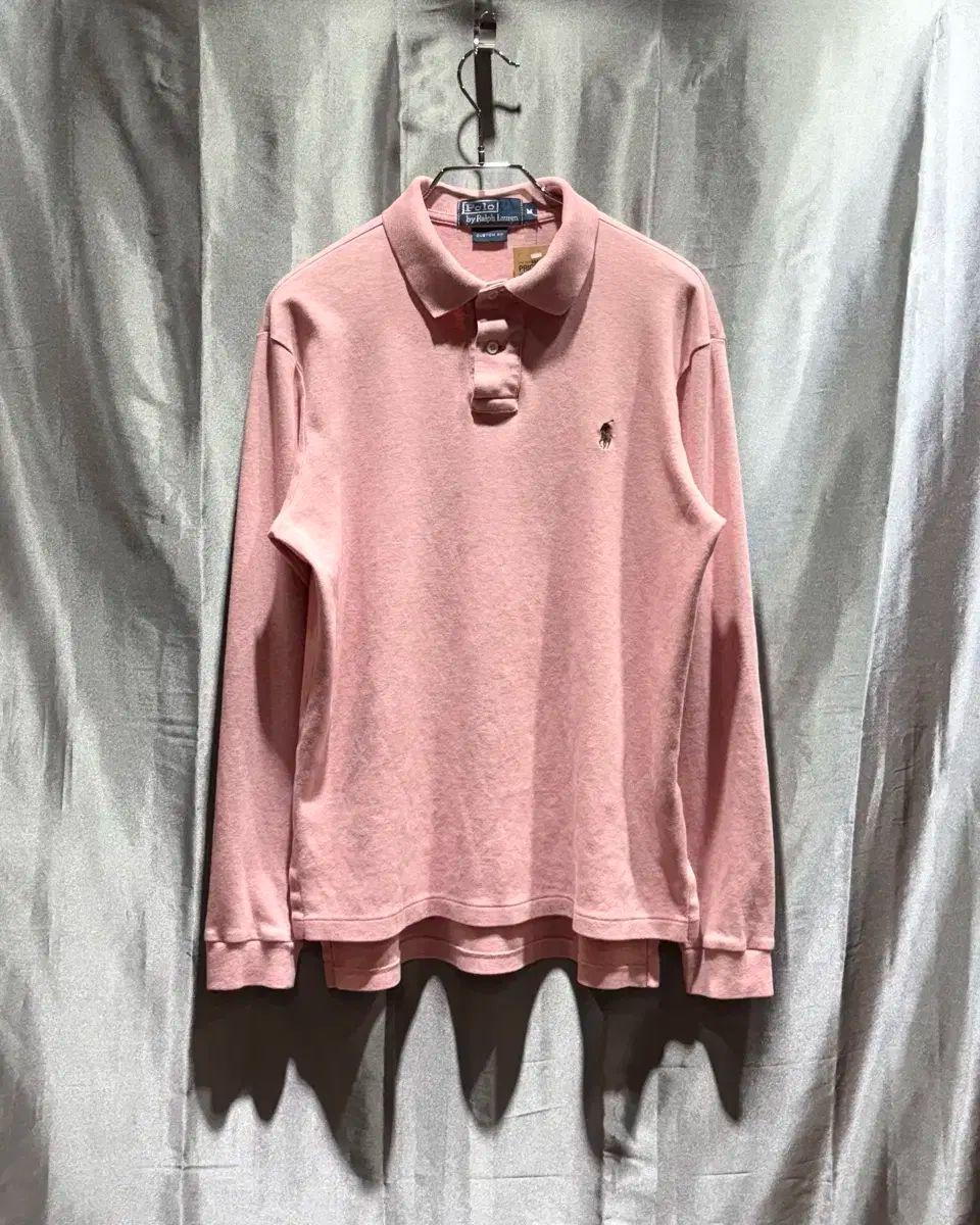 M POLO RALPH LAUREN ポロラルフローレン ピンク カラ ロングスリーブ