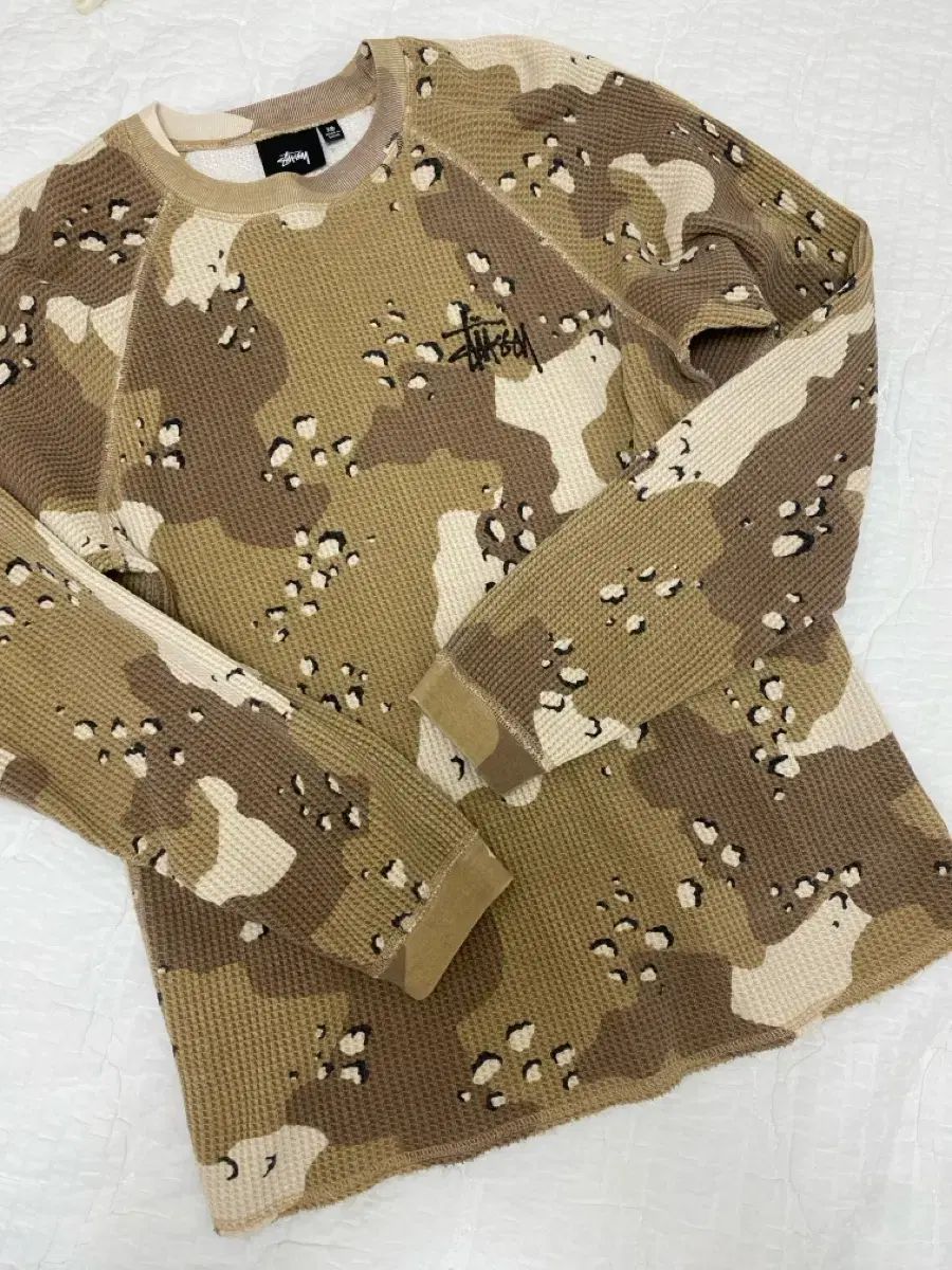 STUSSY ラグラン サーマル ロングスリーブ クルー デザート カモ XS