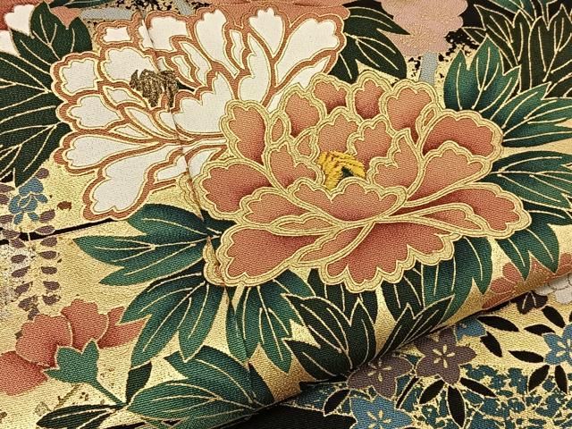 平和屋着物●豪華色留袖　総刺繍　屏風花文　金糸　金彩　正絹　逸品　AABD0930ck 平和屋着物○豪華色留袖 総刺繍 屏風花文 金糸 金彩 正絹 逸品