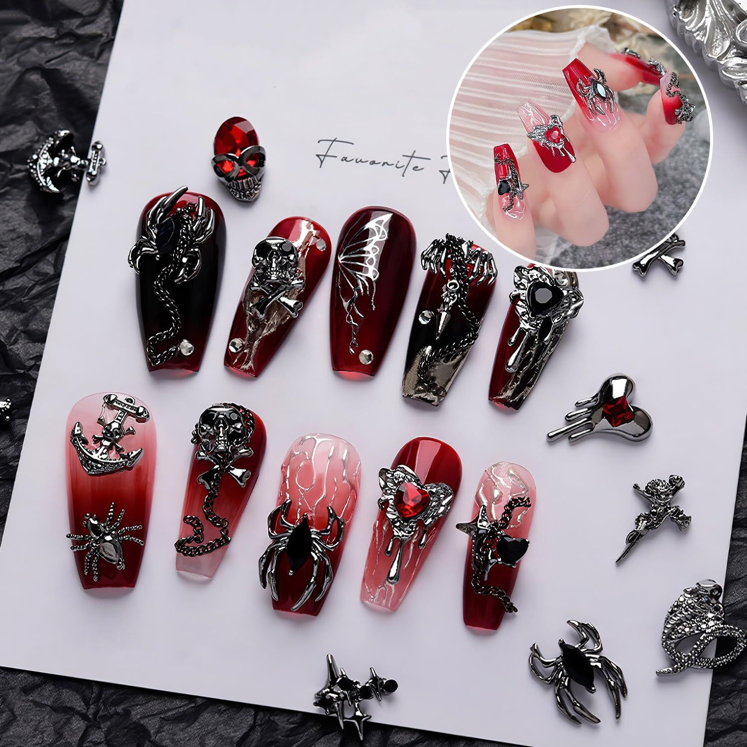 ネイルパーツ パンク クロス 十字架 蛇 スカル レトロ パンク系