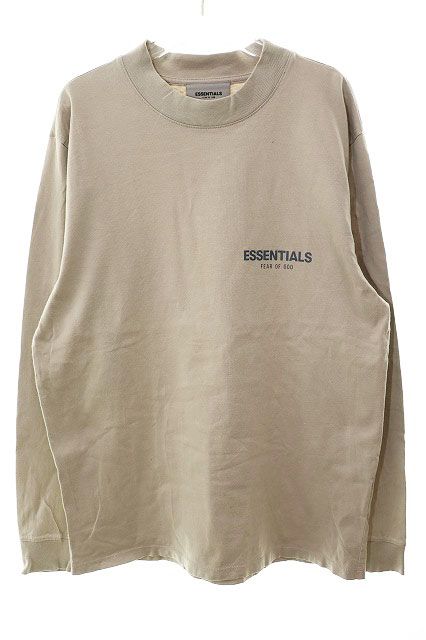 エフオージー エッセンシャルズ FOG ESSENTIALS モックネック ロンT Sサイズ ワンポイント ロゴ 長袖 ベージュ ブランド古着ベクトル AA 251116