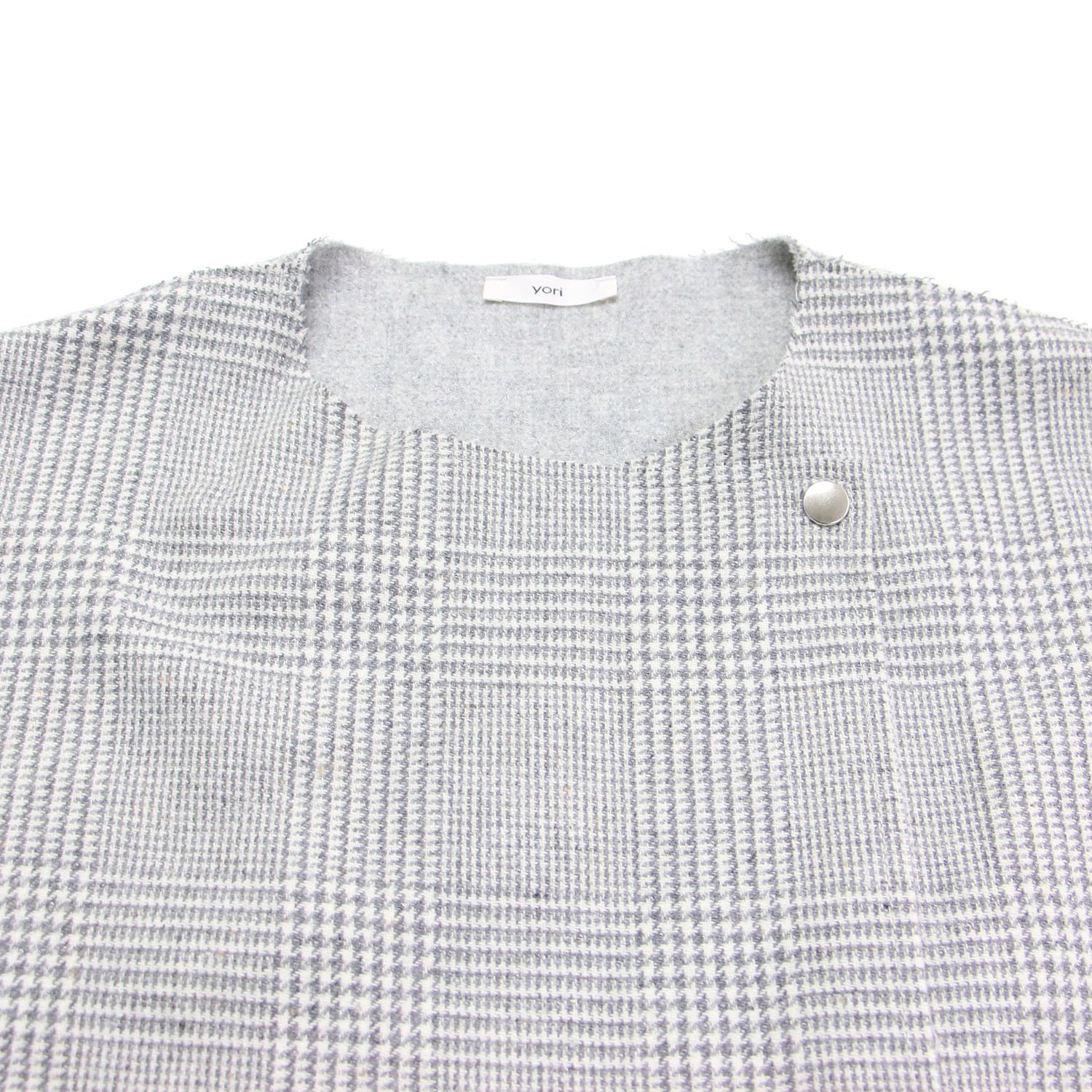yori ヨリ ベスト グレー サイズ:FREE | 22秋冬 チェック ロングジレ
