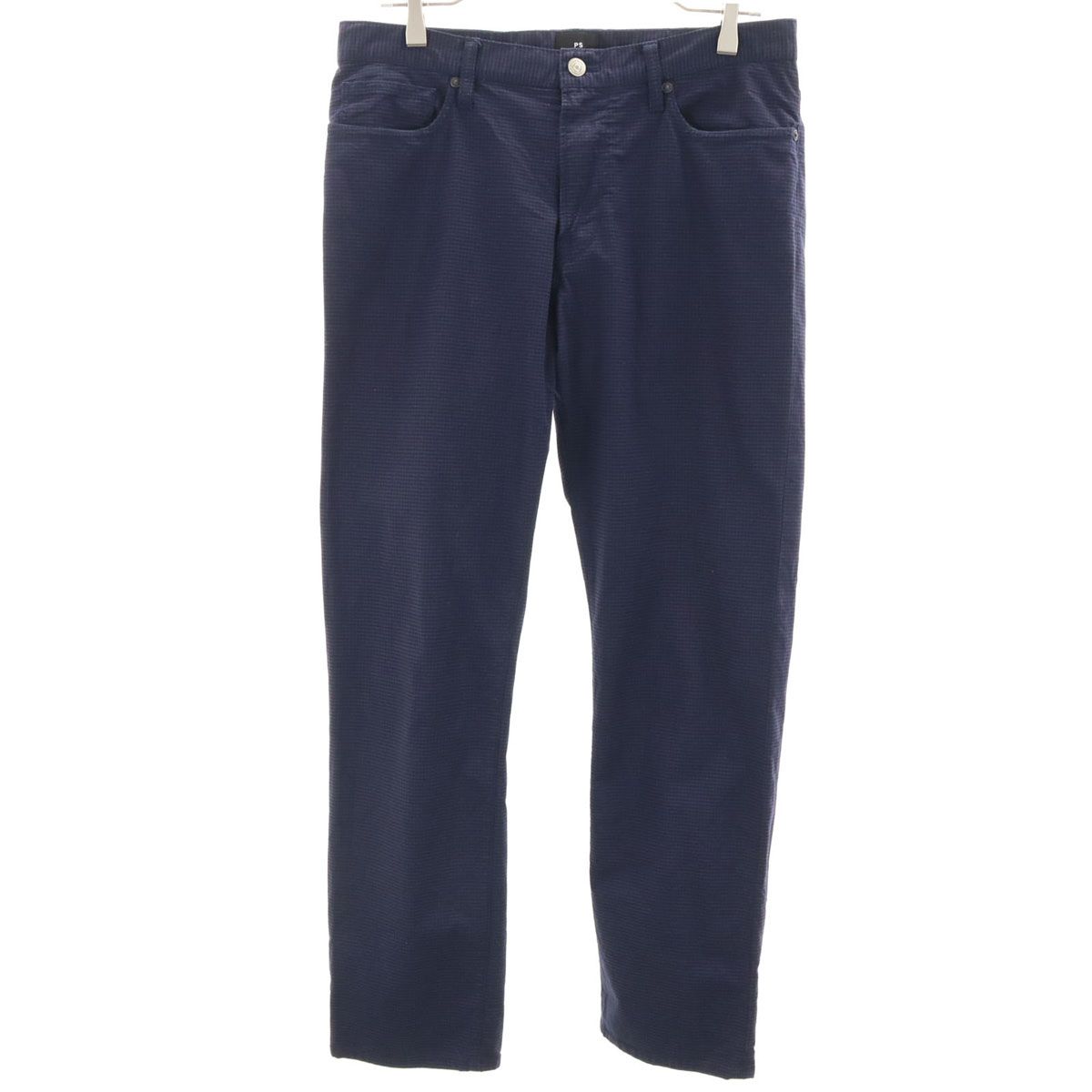 PS Paul Smith ピーエスポールスミス チェック ストレッチ ストレートパンツ L ネイビー系 メンズ 古着