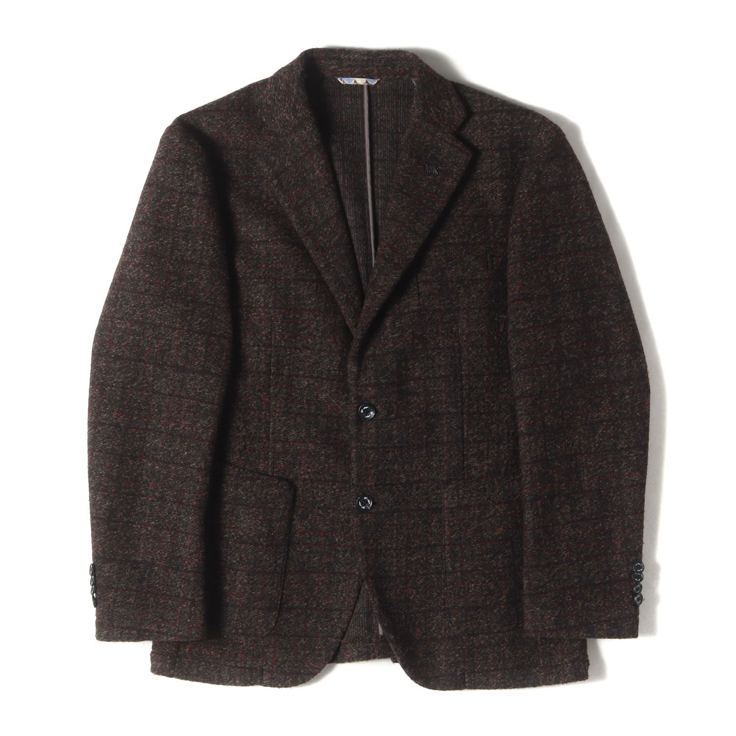 g-stage ジーステージ ジャケット ブラウン系 サイズ 48 チェック スライバー ニット ミックス 2B テーラード ジャケット 600208 アウター ブレザー 上着 メンズ
