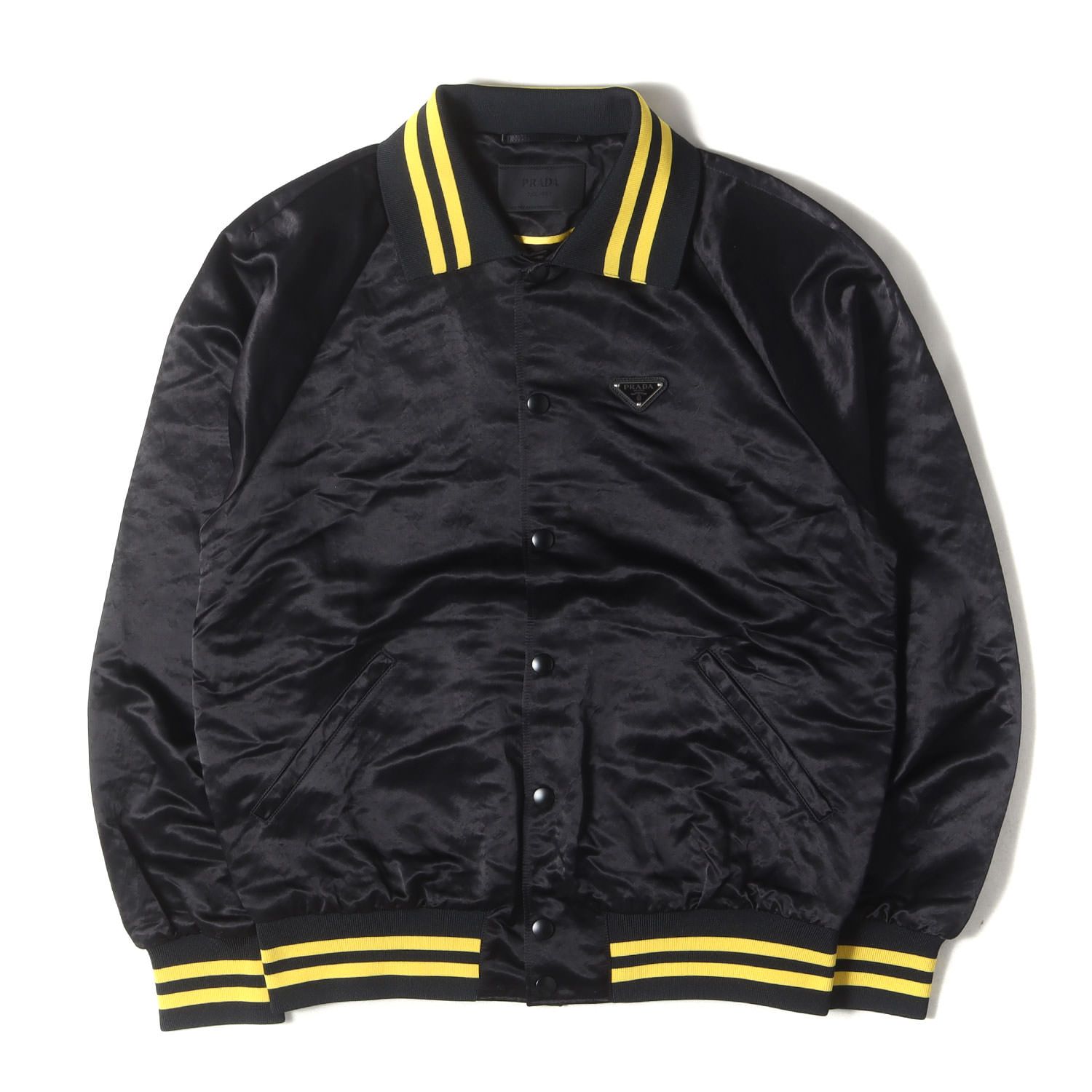 PRADA プラダ スタジャン ブラック×イエロー サイズ 50 24AW トライアングルロゴ プレート ナイロン スタジャン SGC743 S000 1540 イタリア製 アウター ブルゾン 上着 メンズ