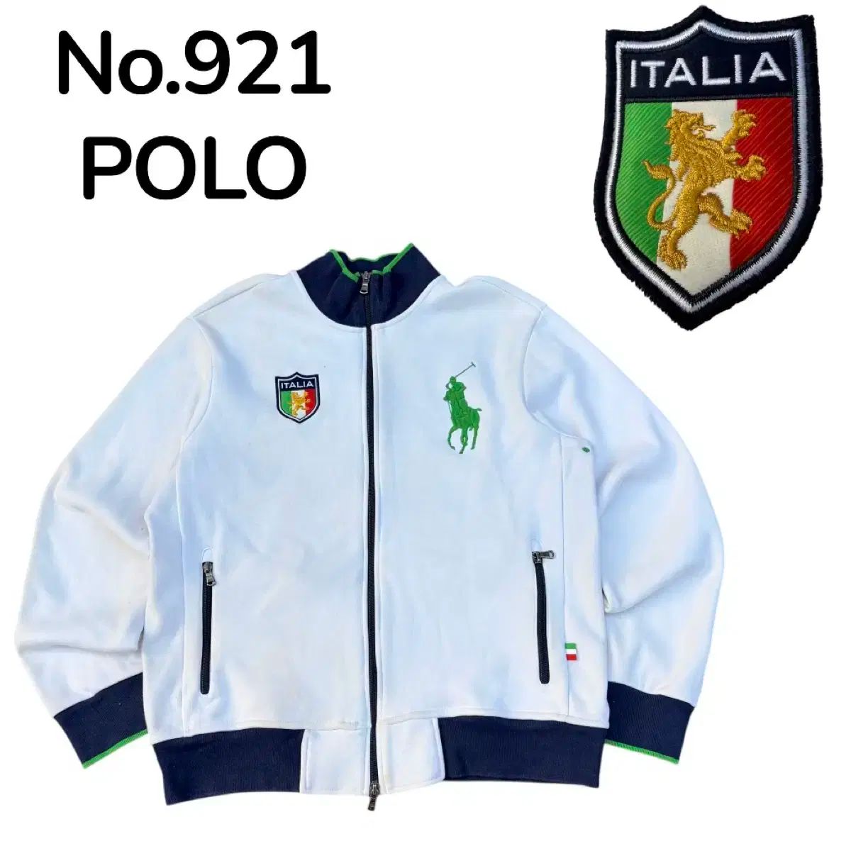 ポロ ビックポニー イタリア 白 ジップアップ ジャージ L