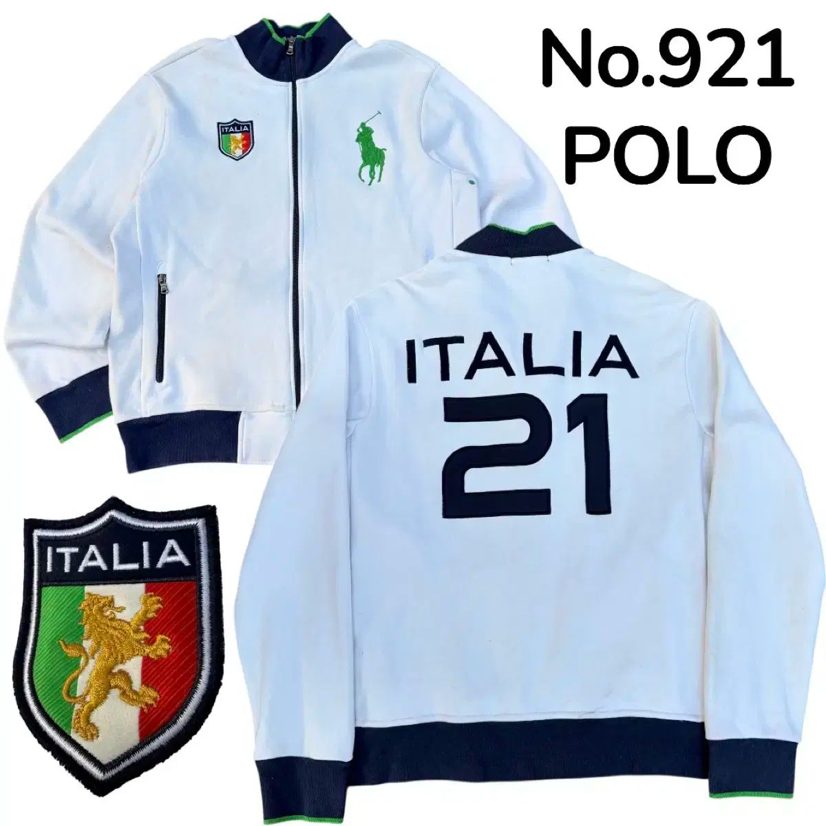 ポロ ビックポニー イタリア 白 ジップアップ ジャージ L