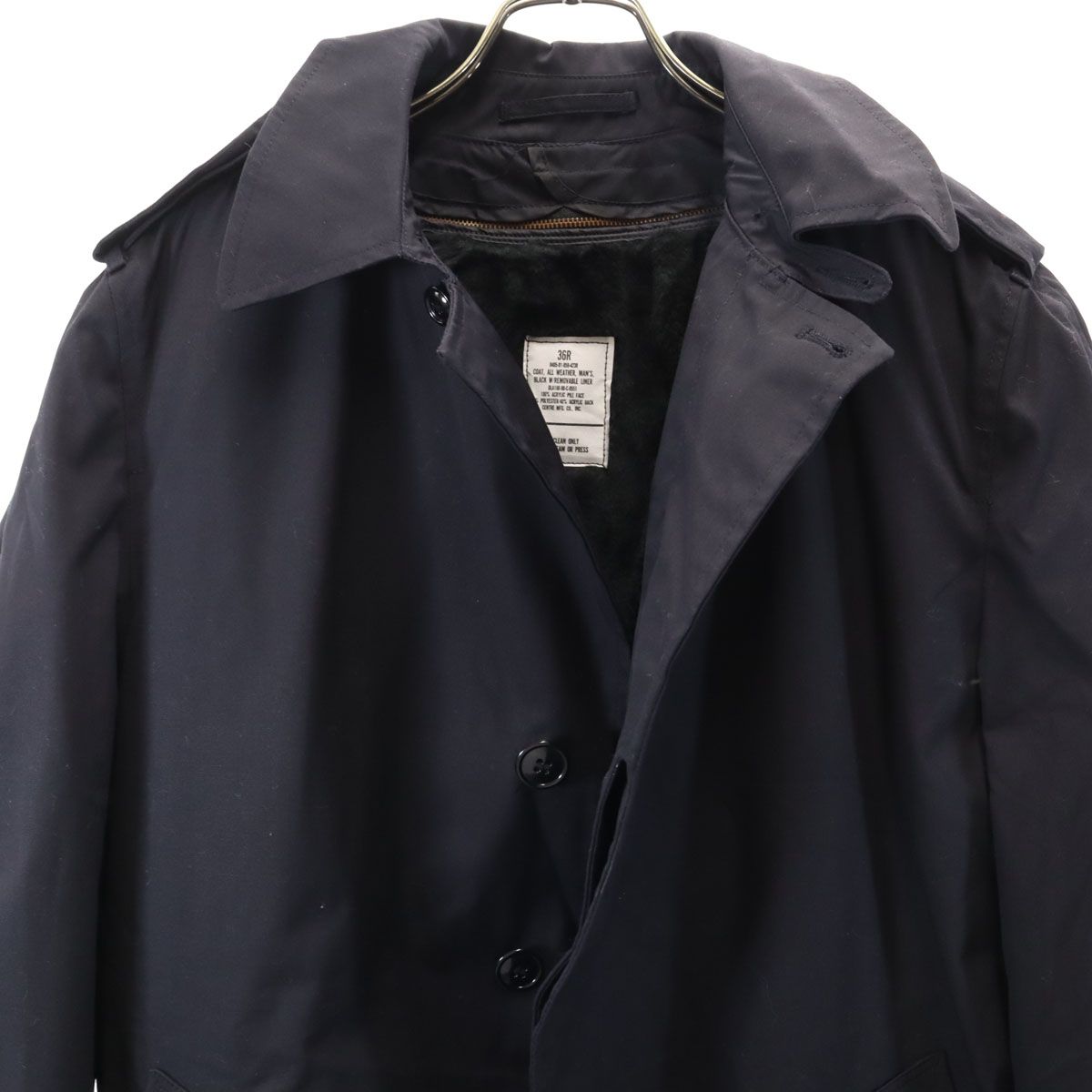 US NAVY アメリカ海軍 80s オールウェザーコート DLA ヴィンテージ ミリタリー ロングコート 36 ブラック系 ライナー メンズ US NAVY アメリカ海軍 80s オールウェザーコート DLA ヴィンテージ