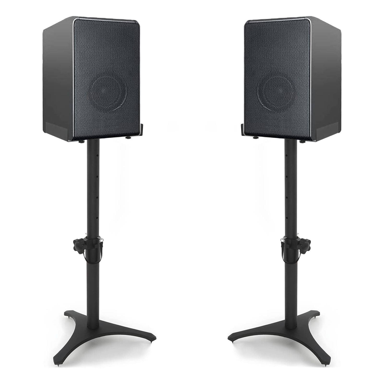 BQKOZFIN 卓上モニタースピーカースタンド ペア デスクトップスピーカースタンド コンピュータスピーカー DJ用 ブラック 2段 幅13~22cm