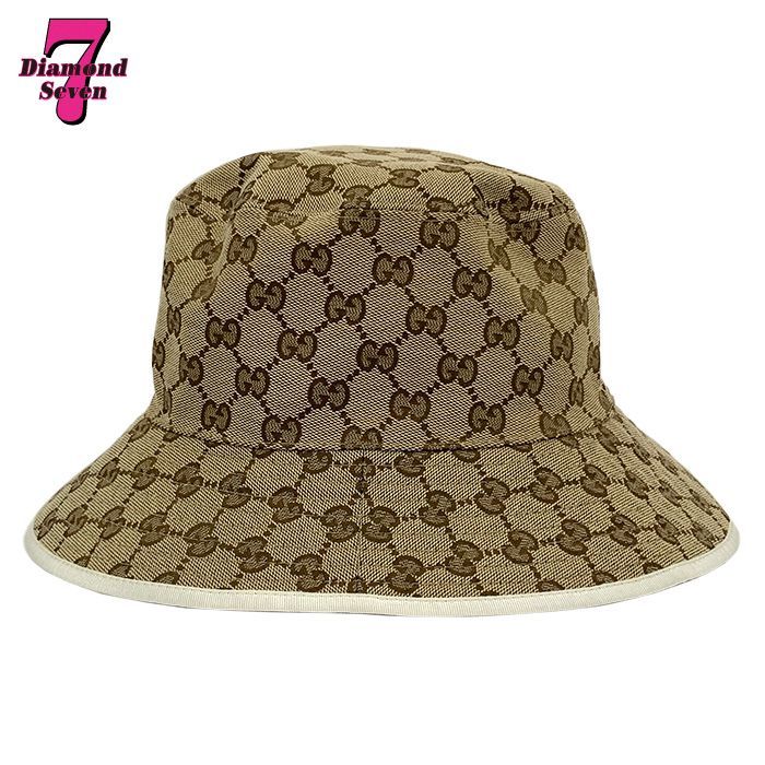 GUCCI グッチ 768481 4 HA 6 Z GGキャンバス バケツハット ハット 帽子 リバーシブル Mサイズ 58 cm ロゴ 茶 ブラウン ベージュ オールシーズン 春 夏 秋 冬 レディース メンズ ユニセックス 男女兼用 ⓪