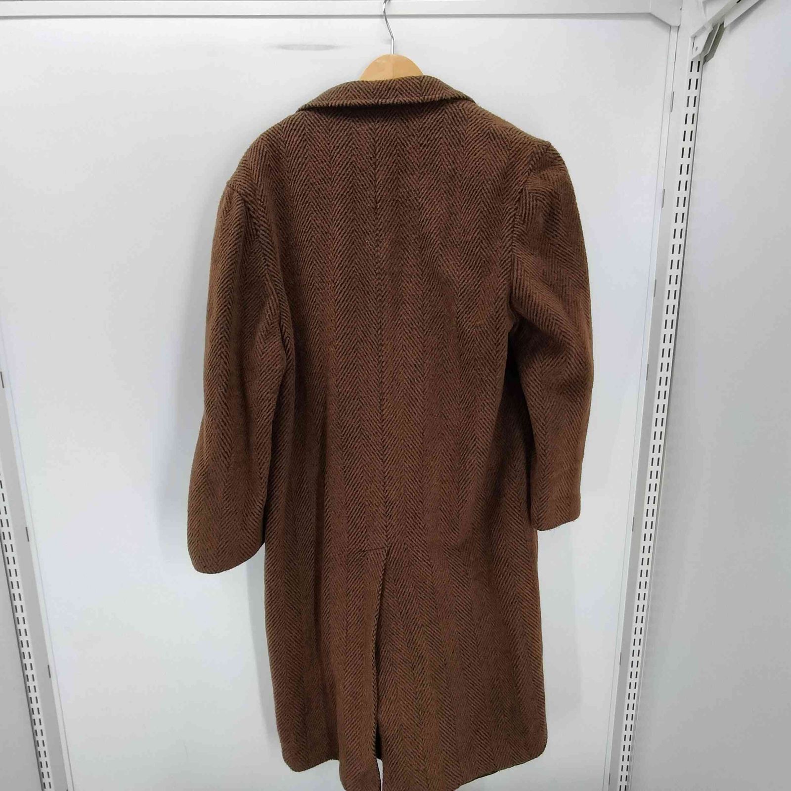 ピエールカルダン pierre cardin 80S PURE WOOL ヘリンボーン ウール チェスター ロング コート ビックサイズ メンズ 表記無